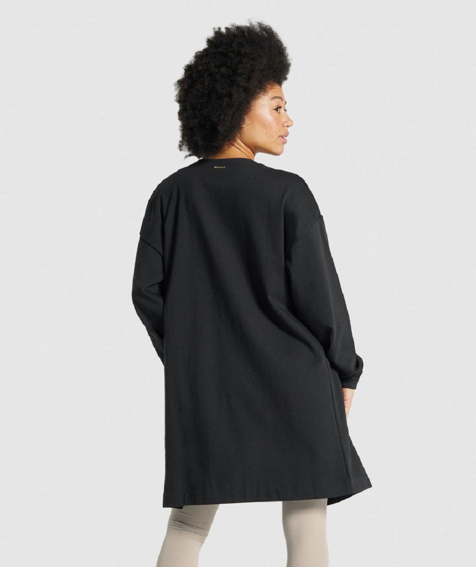 Correr Con Capucha Gymshark Whitney Oversized Robe Mujer Negras | CO 2585MQZ